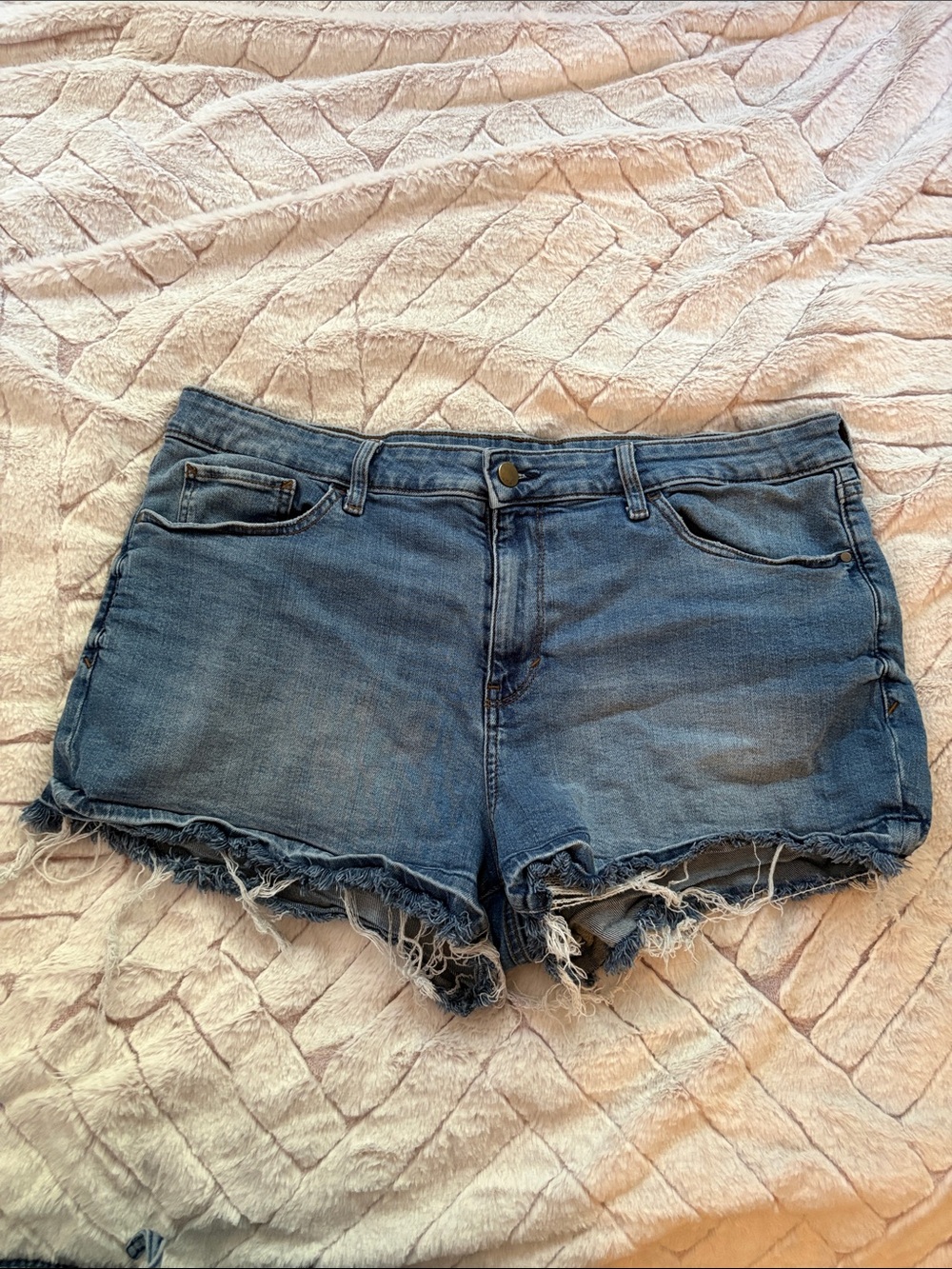a.n.a Distressed Dark Blue Denim Cutoff Shorts
